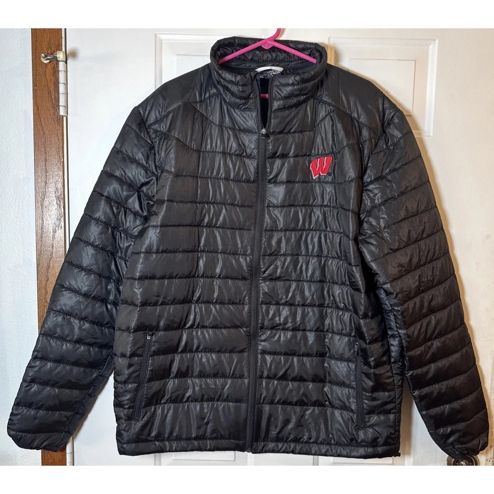 Wisconsin Badgers Campus Heritage‎ Jacket XL Black Puffer Full Zip NCAA NWT